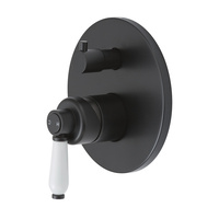 ELEANOR Wall Mixer Diverter, Matte Black / Ceramic