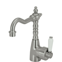 ELEANOR Shepherds Crook Basin Mixer, Brushed Nickel / Ceramic